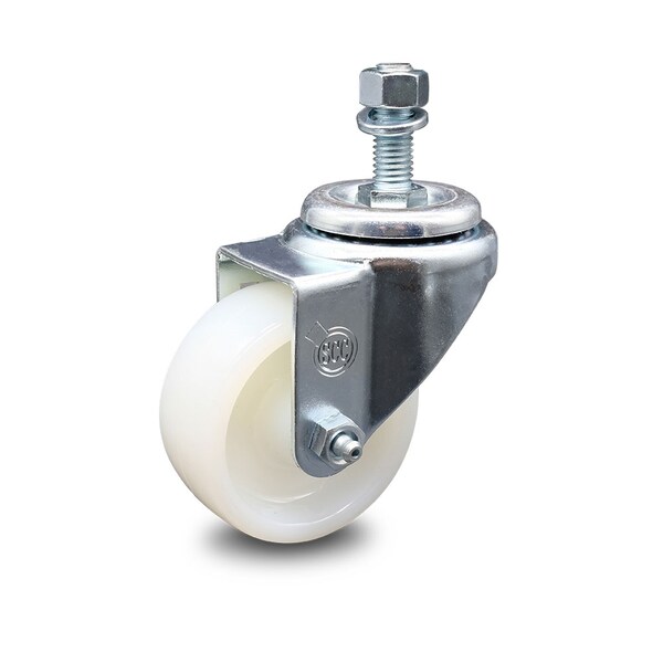 3 Inch Nylon Wheel Swivel 1/2 Inch Threaded Stem Caster